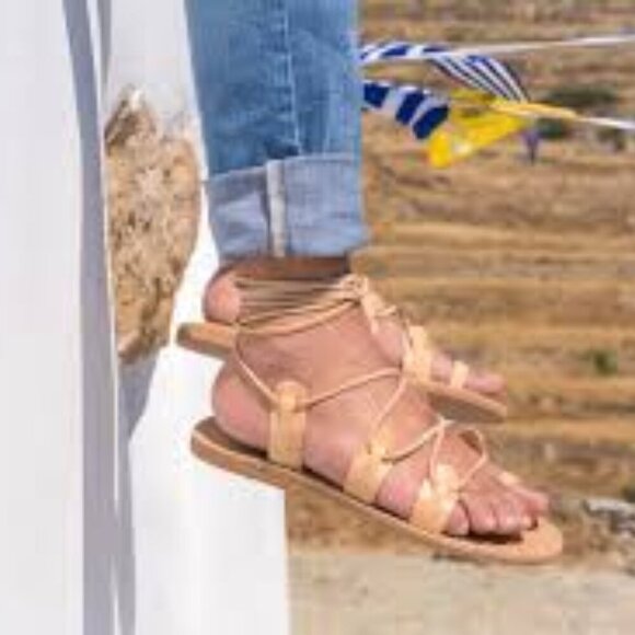 Eden Custom Handmade Brown Leather Lace-Up Gladiator Sandals Womens 37 / 6.5 US - Picture 12 of 14